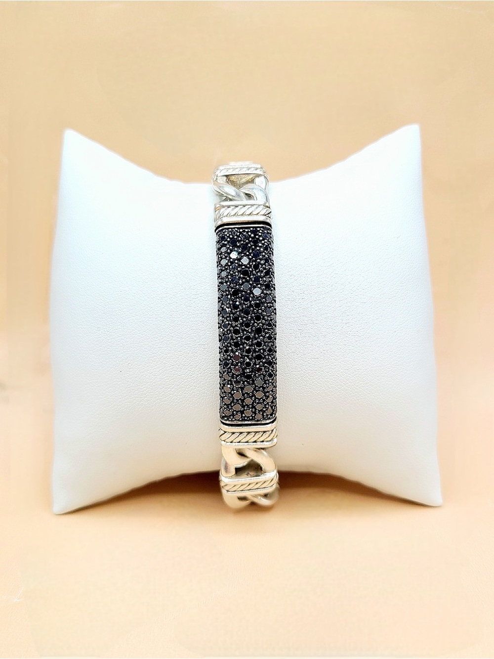David Yurman Madison ID Link Bracelet With Pavé Black Diamonds